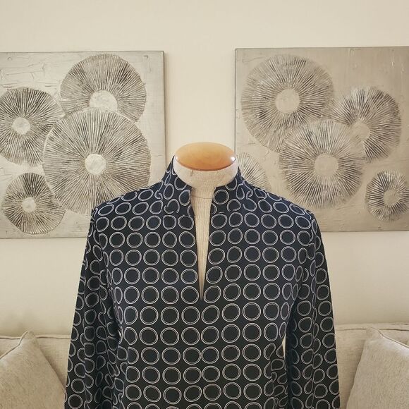 Neiman Marcus Printed V-neck Tunic sz 2 - Picture 4 of 12